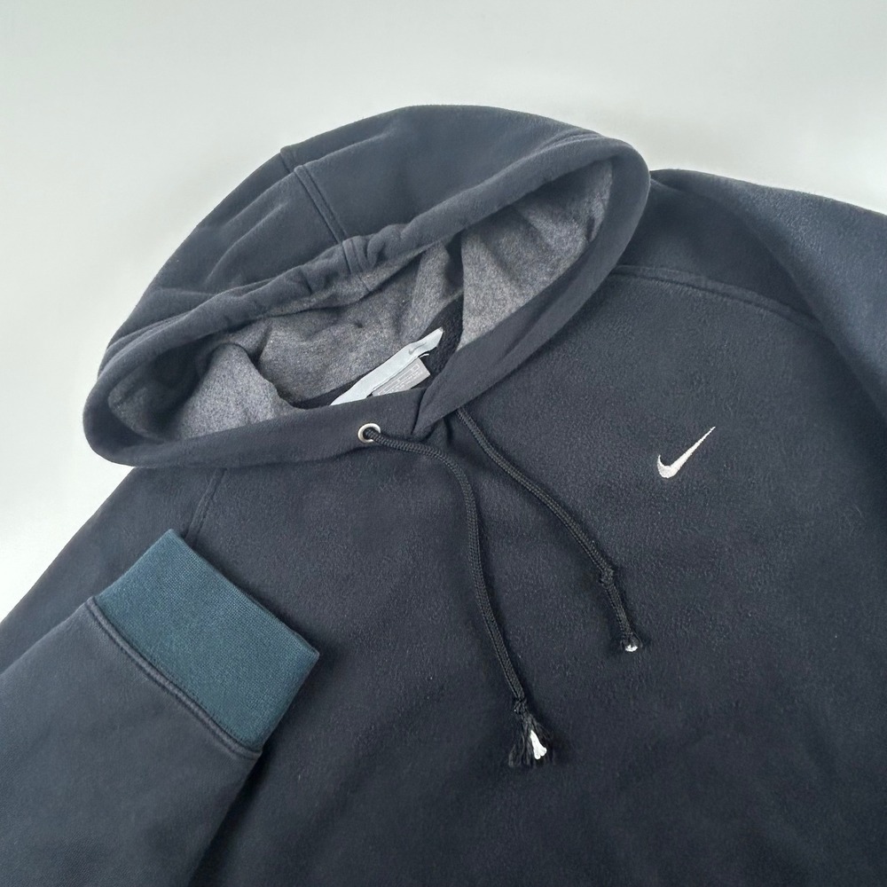 Nike Mens L Gray Tag Y2K Fade 90s Solid Black Hoodie Sweatshirt Skate Athletic